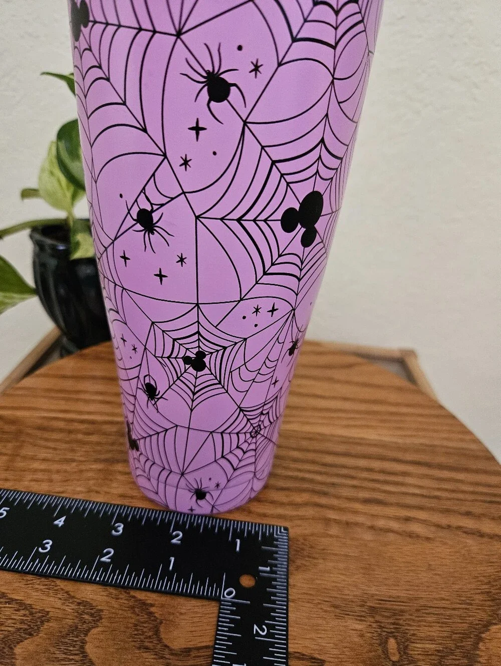 Disney Mickey Mouse Pink Halloween Spider web Stainless Travel Tumbler w/ Straw
